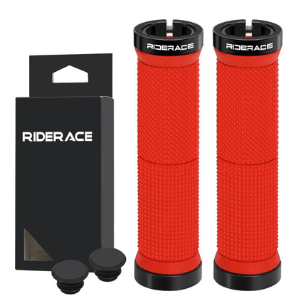 RIDERACE Bicycle Handlebar Grips Lock on MTB Mountain Bike Handle Bar Cover Shockproof Non-Slip Ergonomic Cycling Grips Rubber