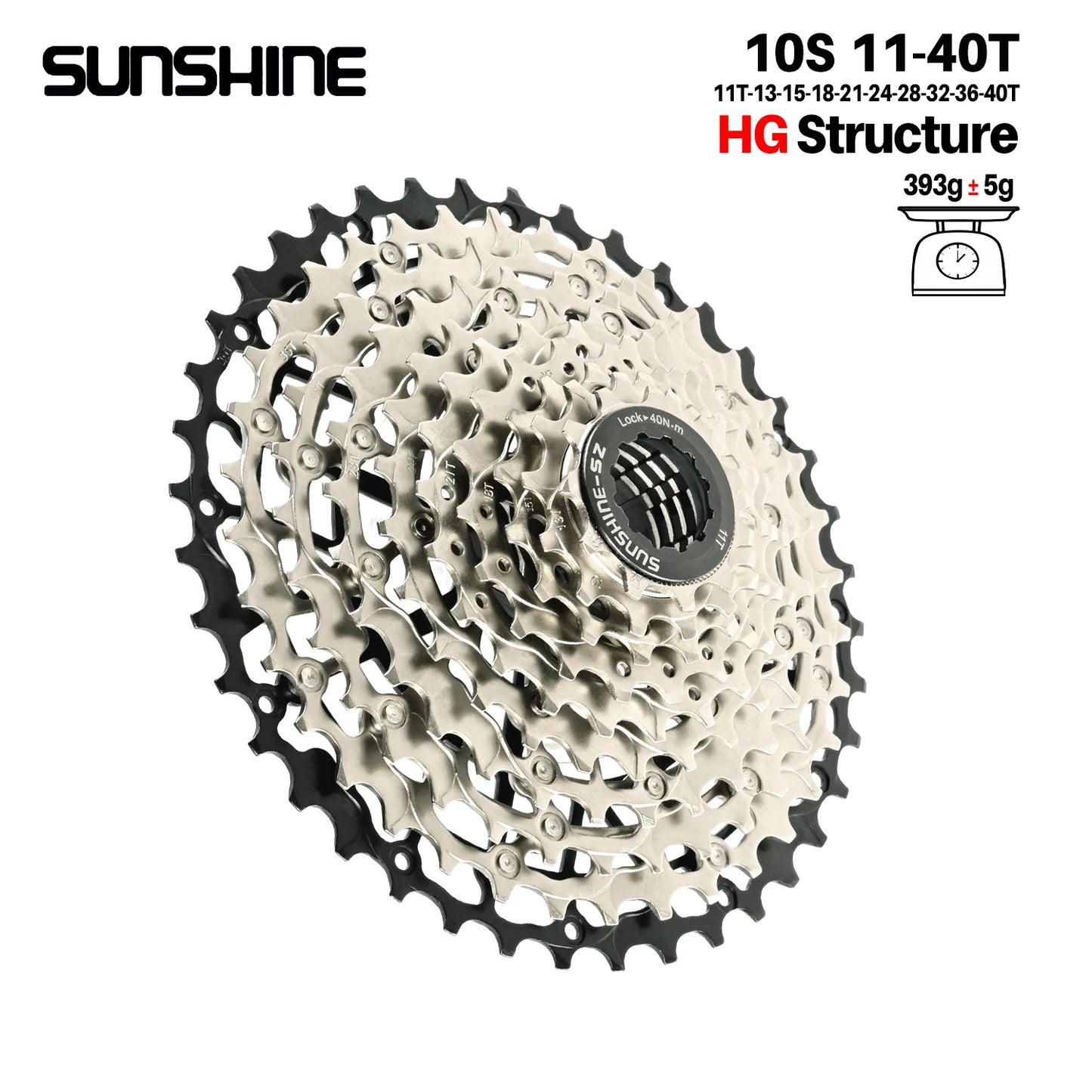 SUNSHINE Ultralight Bicycle Cassette Freewheel Carbon Steel Material 9/10/11/12/13 Speed HG Structure Sprocket for Mountain Bike