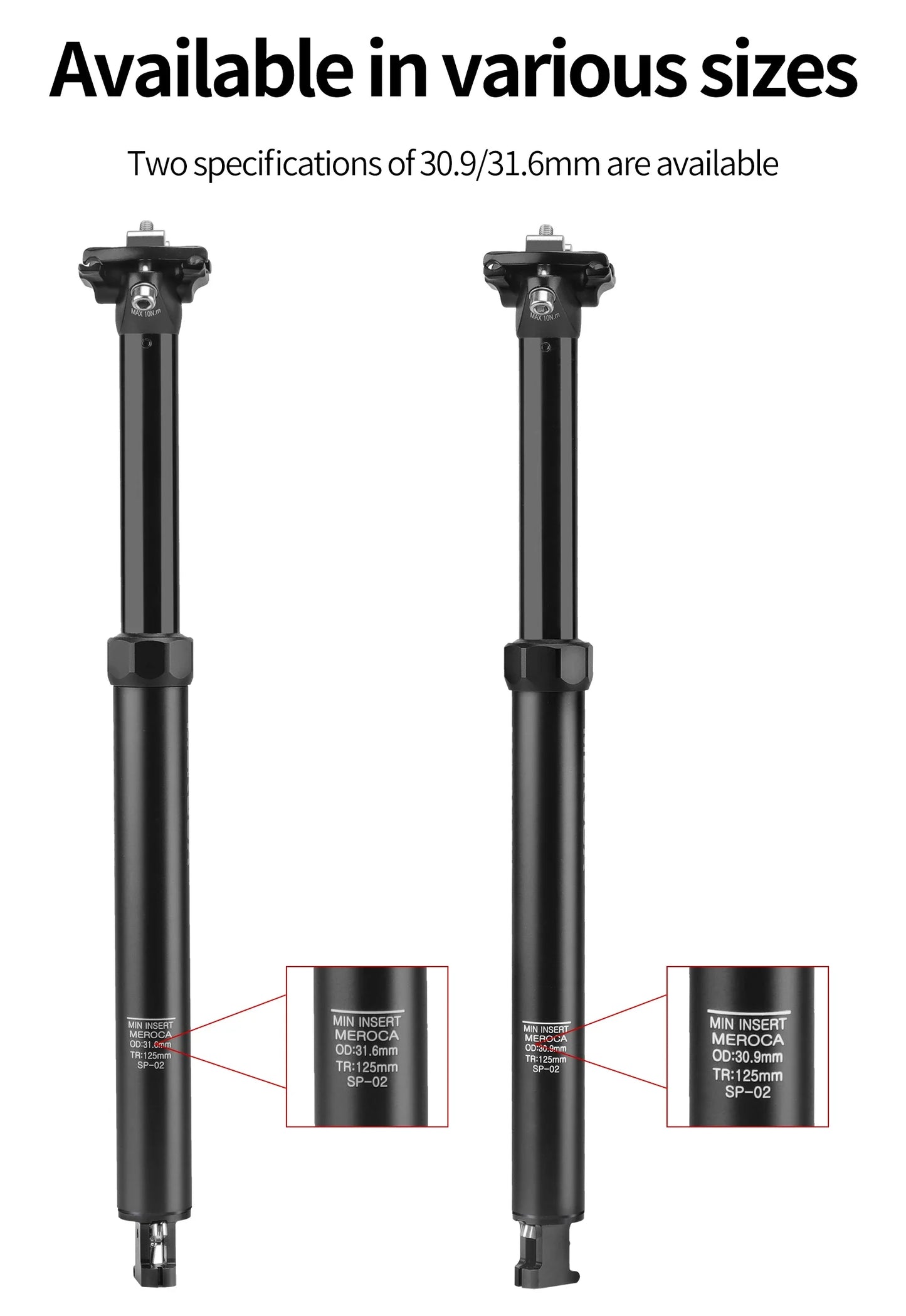 MEROCA Bicycle Dropper Seatpost 27.2/30.9/31.6x425mm Internal Routing Cable Remote Wire Control Lift Seat Tube MTB Seatpost