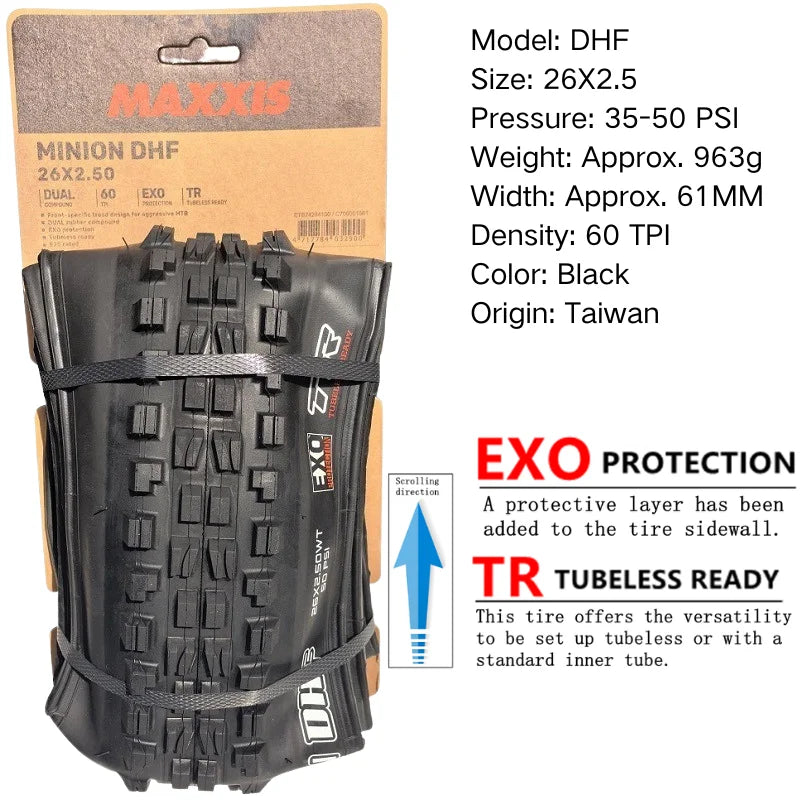 Maxxis Minion DHF (M301Ru) 26x2.3 27.5x2.3/2.5/2.8 29x2.3/2.5 Faltbare Mountainbike-Downhill-Reifen sind verschleißfester