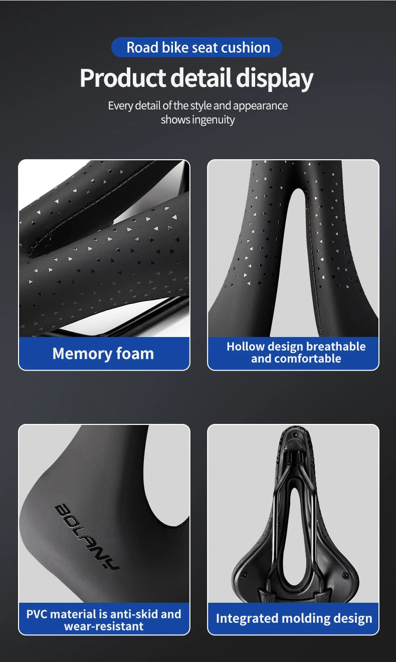 BOLANY Bicycle Saddle PU Leather Ultralight Breathable Comfortable Saddle MTB Bike Seat For Bicycle Accessories