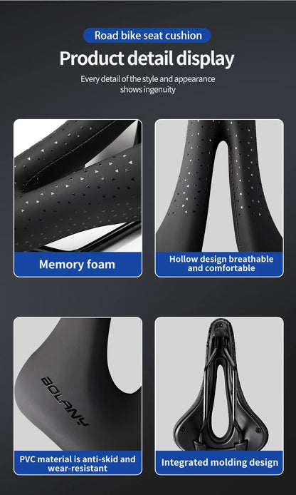 BOLANY Bicycle Saddle PU Leather Ultralight Breathable Comfortable Saddle MTB Bike Seat For Bicycle Accessories