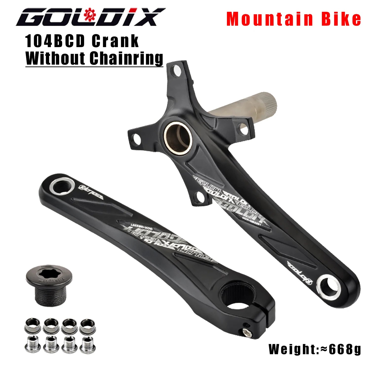 GOLDIX 104BCD MTB Kurbelgarnitur 165mm 170mm 175mm Kurbel Rund/Oval Kettenblatt 32Z/34Z/36Z/38Z Narrow Wide Zähne Ritzel für Mountain